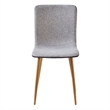 Pemberly Row Grey Fabric Dining Chairs Set of 4 Oak Print Metal Legs
