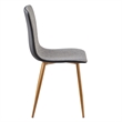 Pemberly Row Grey Fabric Dining Chairs Set of 4 Oak Print Metal Legs