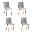 Pemberly Row Grey Fabric Dining Chairs Set of 4 Oak Print Metal Legs