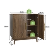 Pemberly Row Walnut Wood Cabinet with Geometric Doors and Storage Shelves