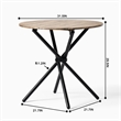 Pemberly Row Modern Round Dining Table with Cross Black Base Natural Wood