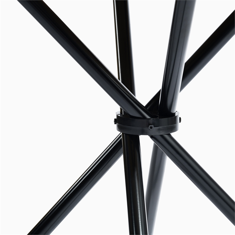 Pemberly Row Modern Round Dining Table with Cross Black Base Natural Wood