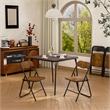 Pemberly Row Walnut Folding Table with Steel Frame Portable Durable