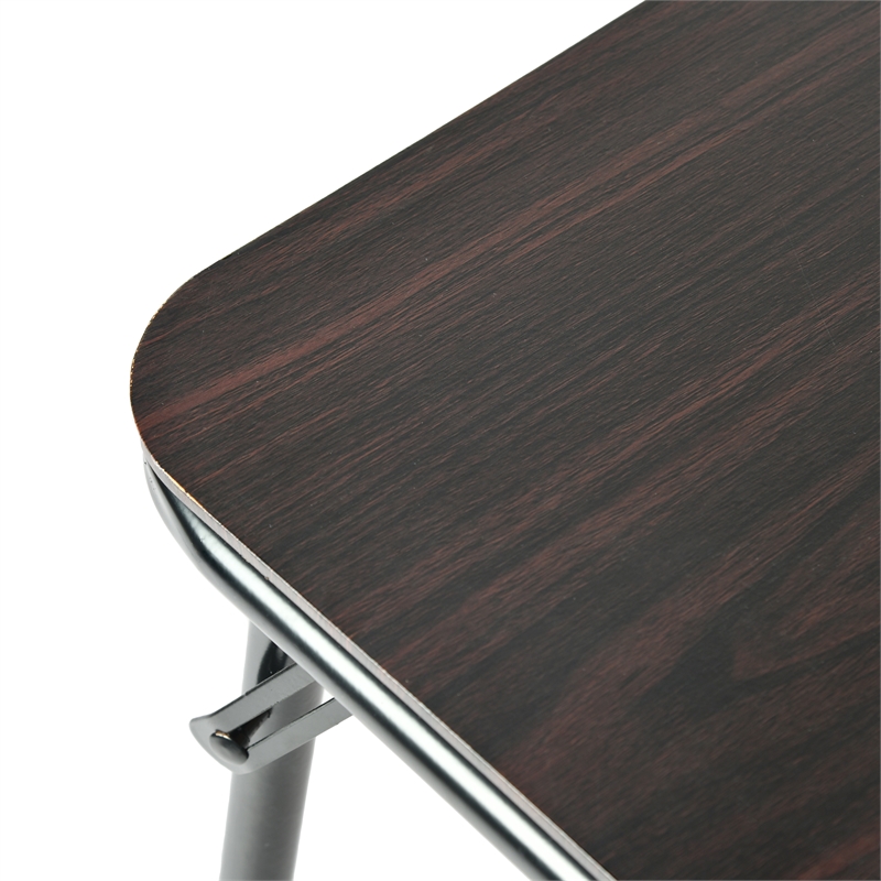 Pemberly Row Walnut Folding Table with Steel Frame Portable Durable