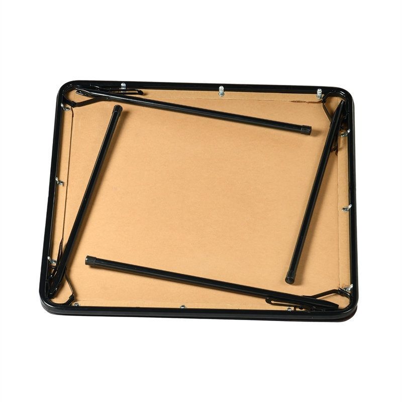 Pemberly Row Walnut Folding Table with Steel Frame Portable Durable