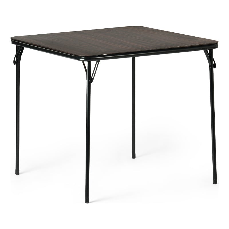 Pemberly Row Walnut Folding Table with Steel Frame Portable Durable