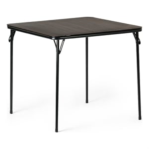 Pemberly Row Walnut Folding Table with Steel Frame Portable Durable