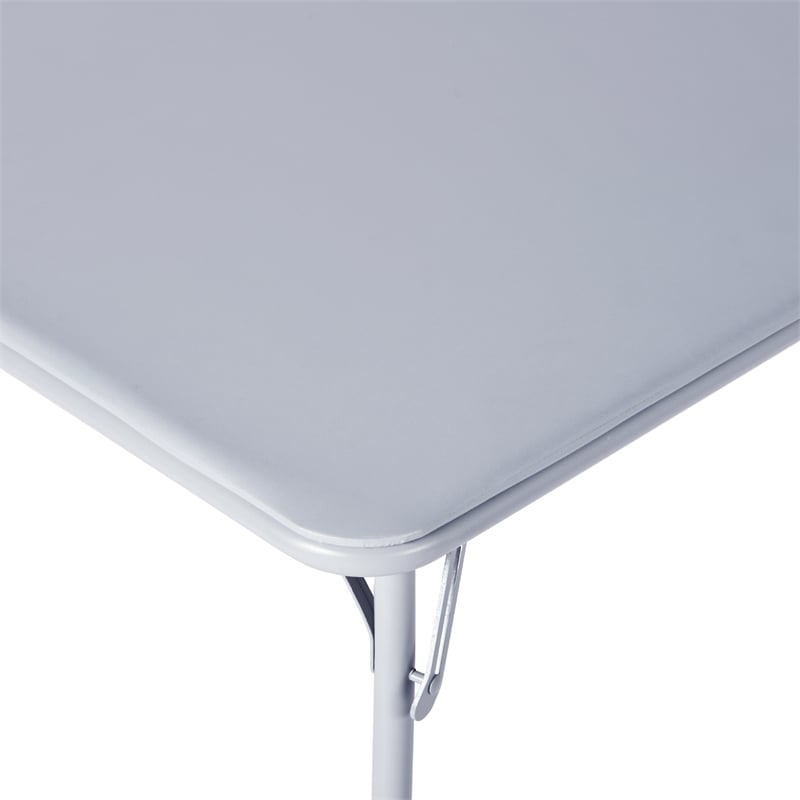Pemberly Row Gray Folding Table with Steel Frame Portable Durable
