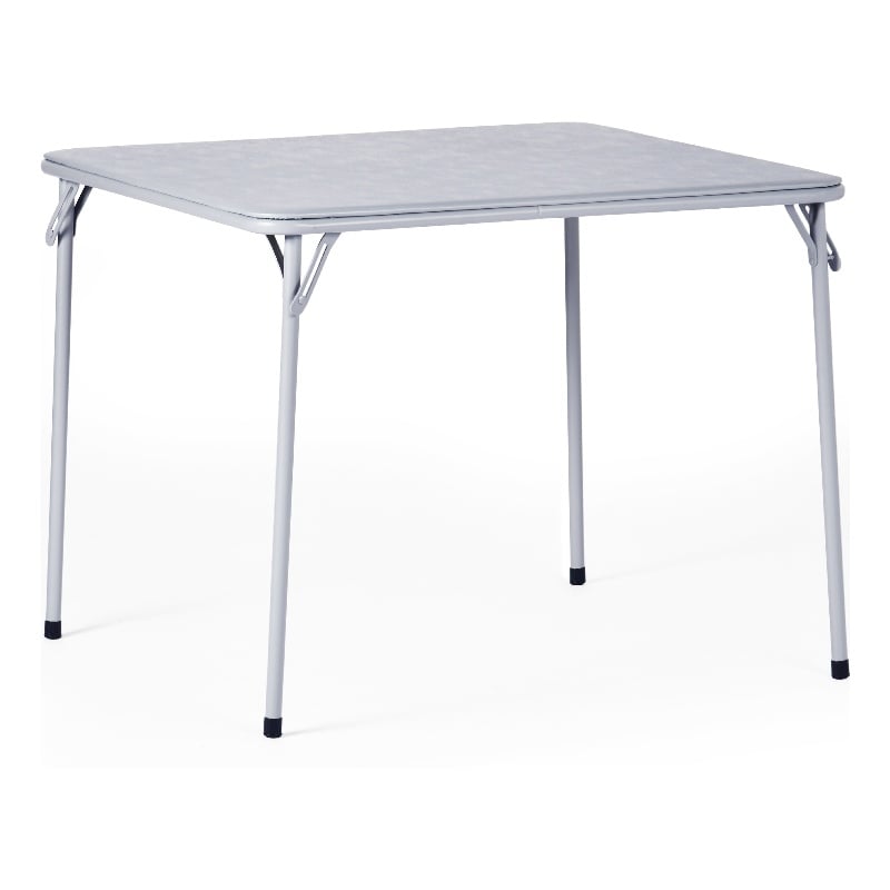 Pemberly Row Gray Folding Table with Steel Frame Portable Durable
