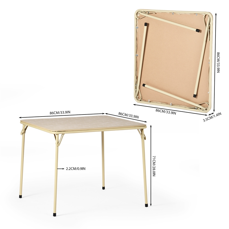 Pemberly Row Camel Folding Table with Steel Frame Portable Durable