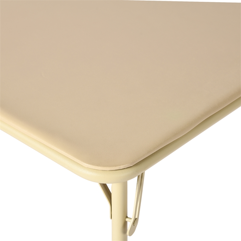 Pemberly Row Camel Folding Table with Steel Frame Portable Durable