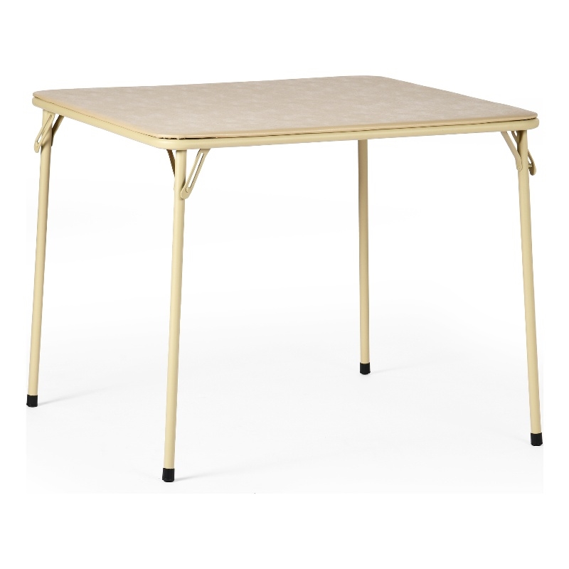 Pemberly Row Camel Folding Table with Steel Frame Portable Durable