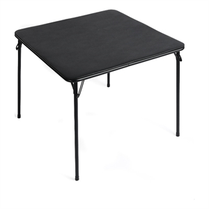 Pemberly Row Black Folding Table with Steel Frame Portable Durable