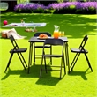 Pemberly Row 5-Piece Black Folding Patio Dining Set with PVC Chairs