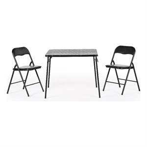 Pemberly Row 3-Piece Black Folding Patio Dining Set with PVC Chairs