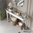 Pemberly Row Mirrored Console Table with Sleek Glass Top Reflective Silver Legs
