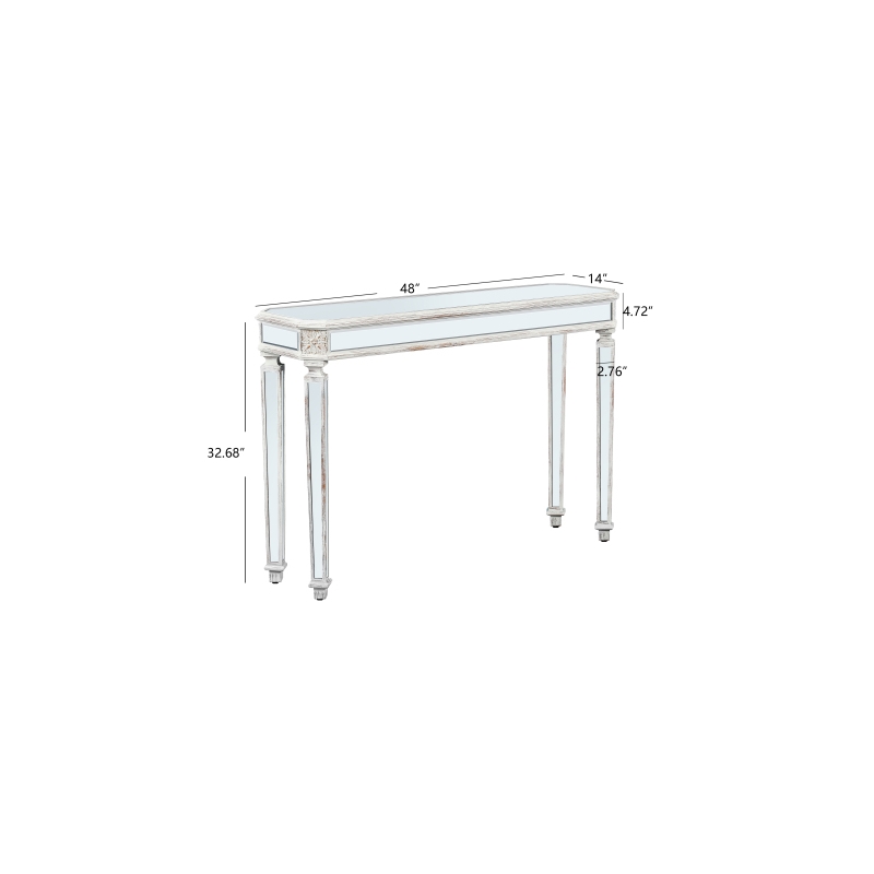 Pemberly Row Mirrored Console Table with Sleek Glass Top Reflective Silver Legs