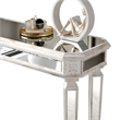 Pemberly Row Mirrored Console Table with Sleek Glass Top Reflective Silver Legs