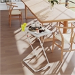 Pemberly Row White Plastic Folding Table with Metal Frame and Cup Holder