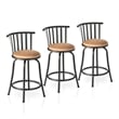 Pemberly Row 3Pc Bar Stool Set with Curved Metal Backrest in Brown for Home Bar