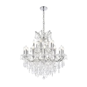 Pemberly Row Glam 30&quot 19 Light Royal Crystal Chandelier in Chrome