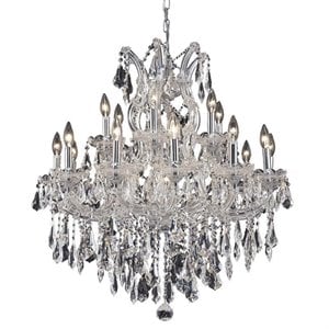 Pemberly Row Glam 30&quot 19 Light Royal Crystal Chandelier in Chrome