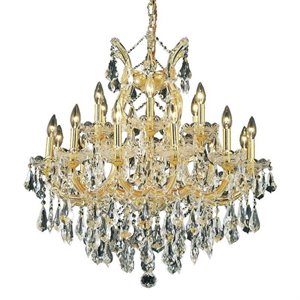 Pemberly Row Glam 30&quot 19 Light Royal Crystal Chandelier in Gold