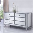 Pemberly Row 6 Drawer rary Mirrored Dresser in Antique Silver