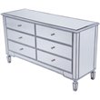 Pemberly Row 6 Drawer rary Mirrored Dresser in Antique Silver