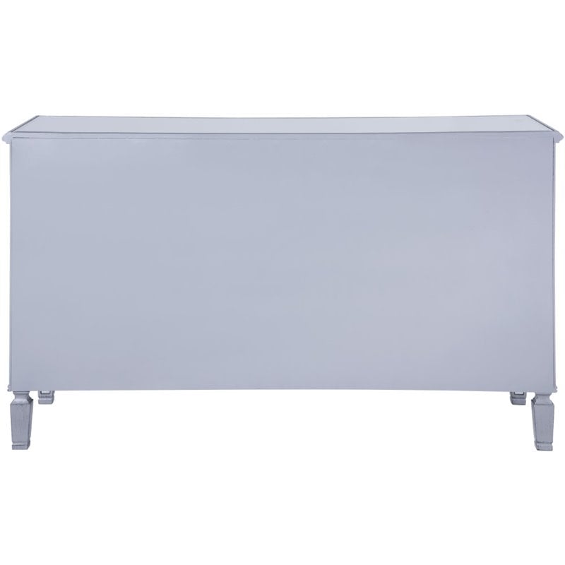 Pemberly Row 6 Drawer rary Mirrored Dresser in Antique Silver