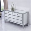 Pemberly Row 6 Drawer rary Mirrored Dresser in Antique Silver