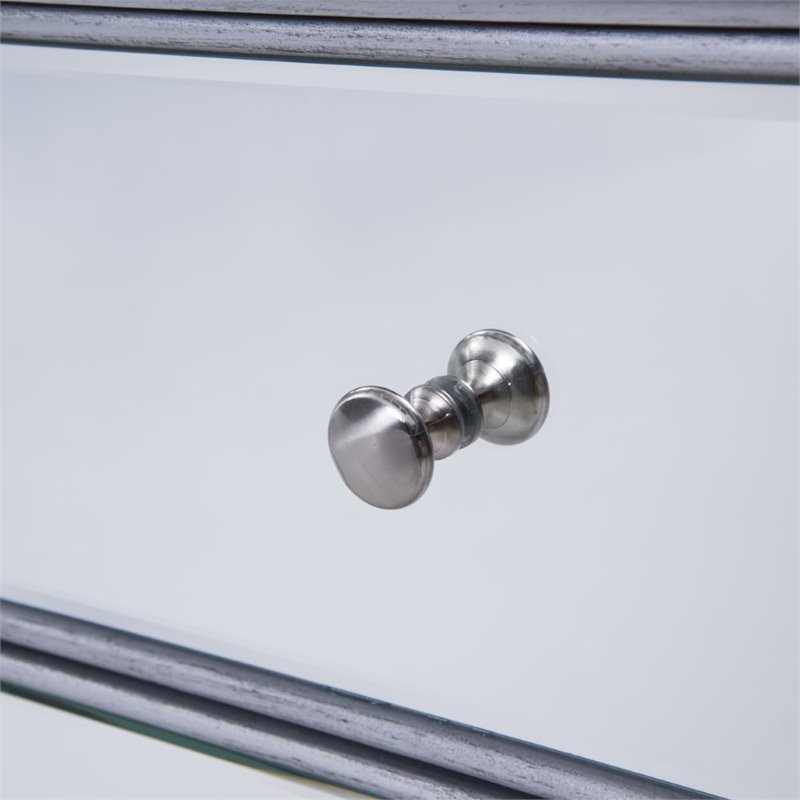 Pemberly Row 6 Drawer rary Mirrored Dresser in Antique Silver