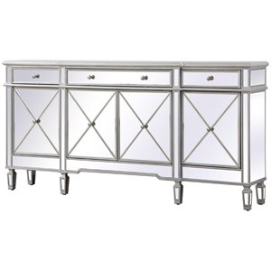 Pemberly Row 4 Door 72&quot Mirrored Sideboard in Antique Silver