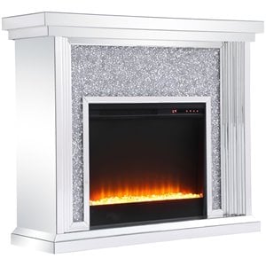 Pemberly Row 47.5&quot Dazzling Mirrored Crystal Fireplace Mantle