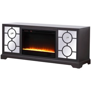 Pemberly Row 60&quot Crystal Fireplace TV Stand in Hand Painted Dark Walnut
