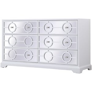 Pemberly Row Transitional 6 Drawer 60&quot Dresser in Hand Painted White
