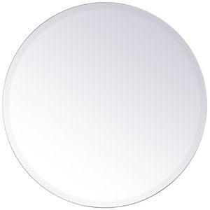 Pemberly Row Contemporary 24&quot Round Frameless Clear Finish Mirror