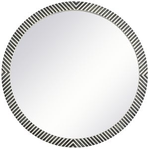 Pemberly Row 48&quot Round Modern Mirror in Black and White Chevron