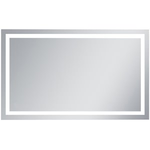 Pemberly Row 60&quot x 36&quot Hardwired LED Bathroom Mirror in Silver
