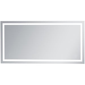 Pemberly Row 72&quot x 36&quot Hardwired LED Bathroom Mirror in Silver