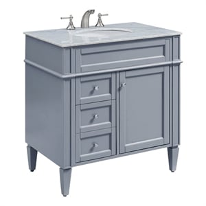 Pemberly Row Contemporary 32&quot Wood Single Bathroom Vanity in Gray