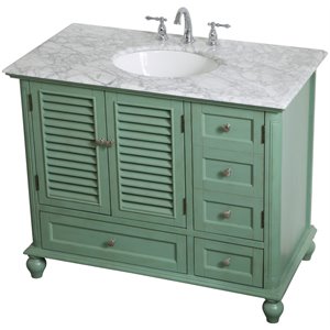 Pemberly Row 42&quot Single Marble Top Bathroom Vanity in Vintage Mint