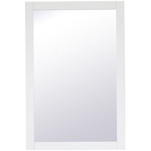 Pemberly Row Contemporary 36&quot x 24&quot Wood Frame Bathroom Mirror in White