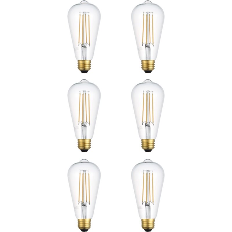 Pemberly Row 6W 3000K LED Filament Glass Light Bulb (Set of 6)