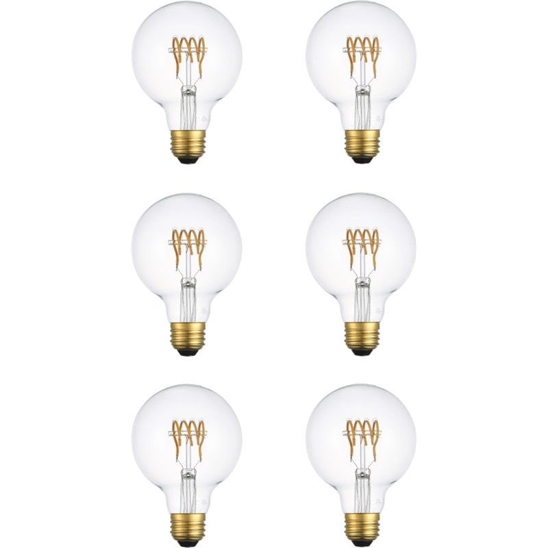 Pemberly Row 6W 3000K LED Horizontal Helix Glass Light Bulb (Set of 6)