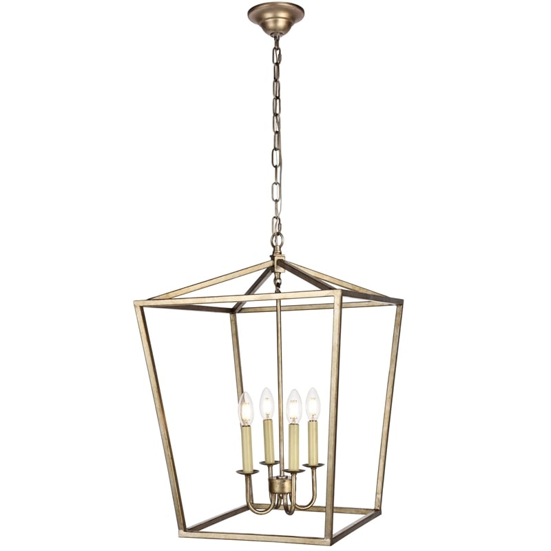 Pemberly Row 4-Light Transitional Metal Pendant in Vintage Gold