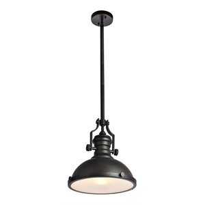 Pemberly Row 1-Light Transitional Metal Pendant in Oil Rubbed Bronze