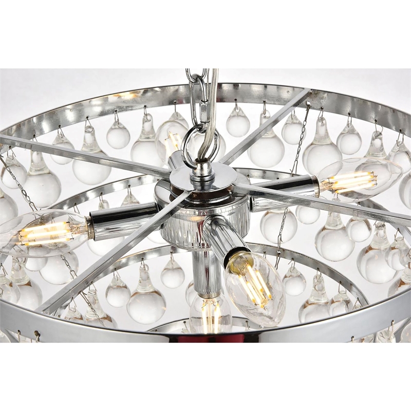 Pemberly Row Contemporary 5-Light Metal Pendant in Chrome Finish