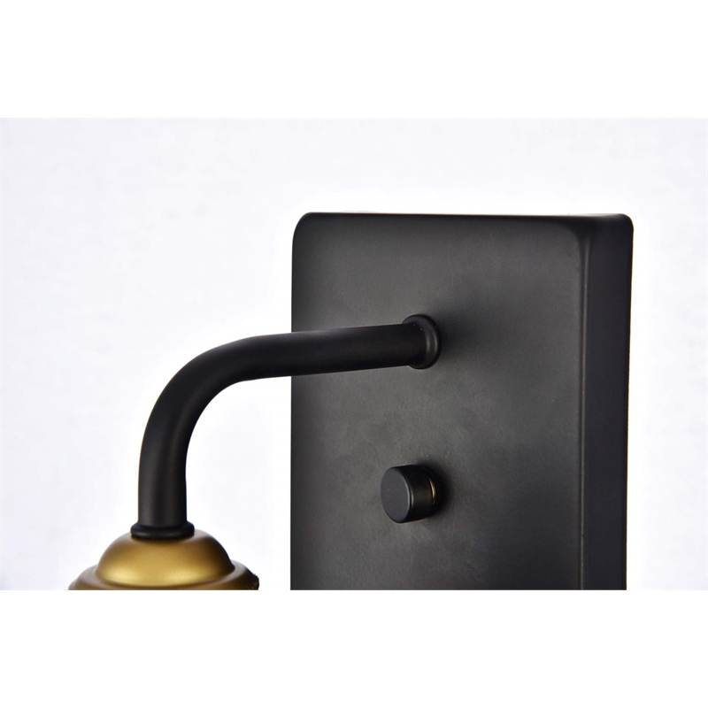 Pemberly Row 1-Light Transitional Metal Wall Sconce in Black and Brass