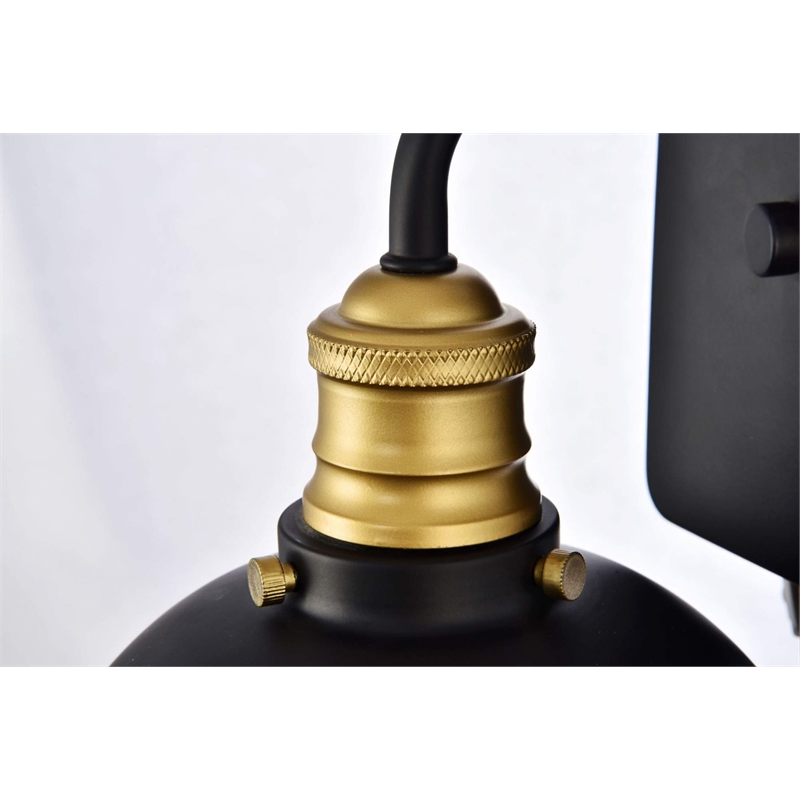 Pemberly Row 1-Light Transitional Metal Wall Sconce in Black and Brass